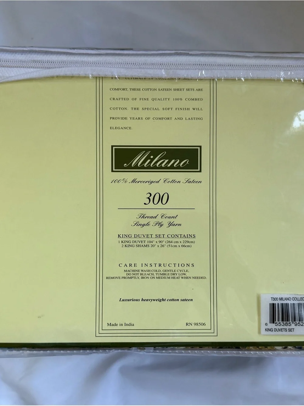 Milano King Duvet Set 3pc 300 TC 100% Cotton Sateen Blue Gold Paisley Medallion